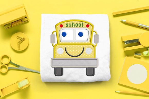 Cartoon School Bus Applique: A Charming Addition